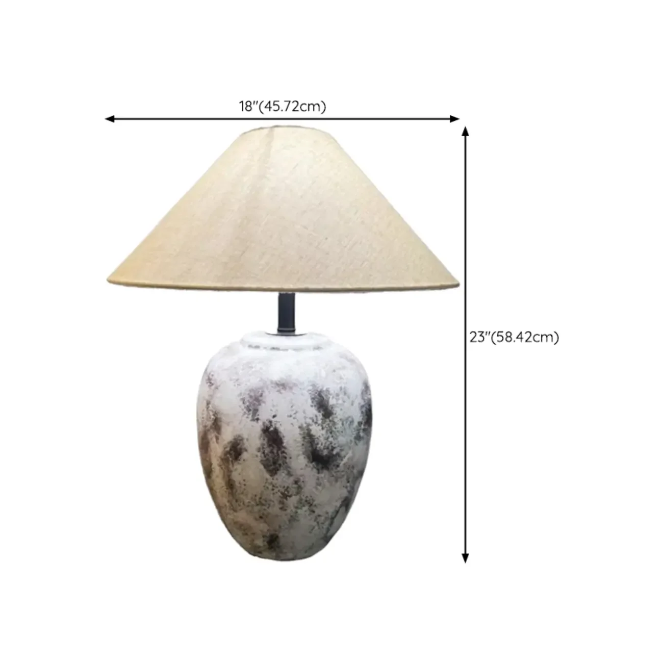Ceramic Table Lamp with Cone Fabric Shade, LED Compatible
