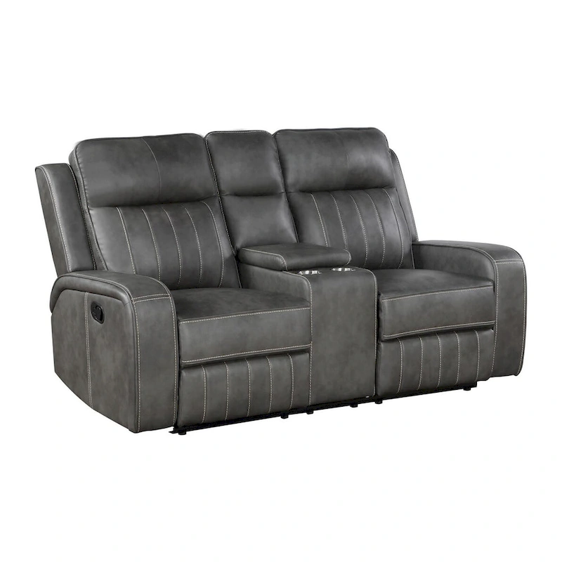 Forrest Grey Motion Reclining Loveseat with Console