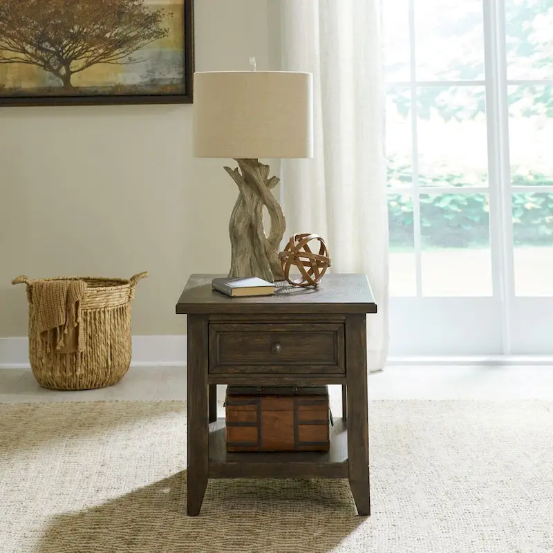 Paradise Valley Saddle Brown Rectangular End Table