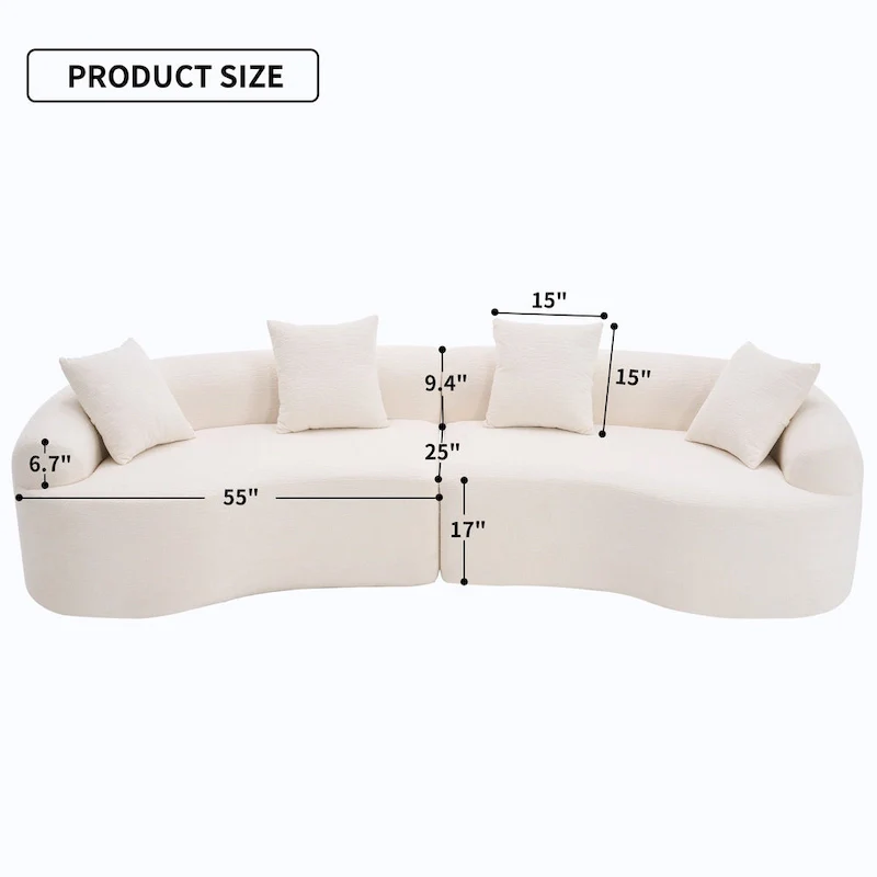 Luxury Chenille Fabric Sofa,4 Seater Modular Curved Sectional Couch