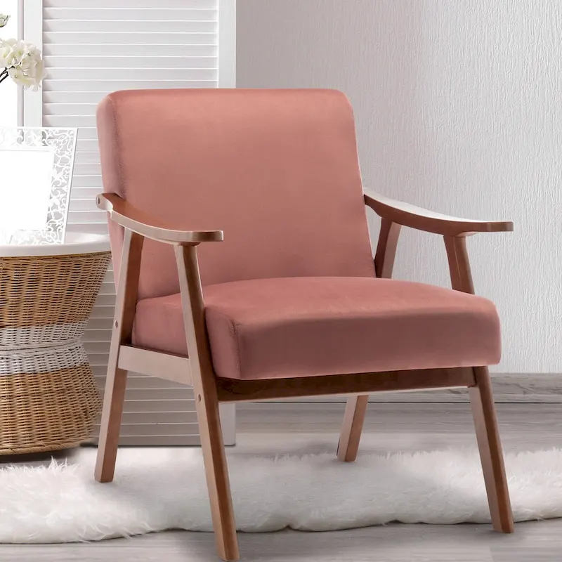 Extra-Thick Backrest Accent Chair with Solid Wood Frame