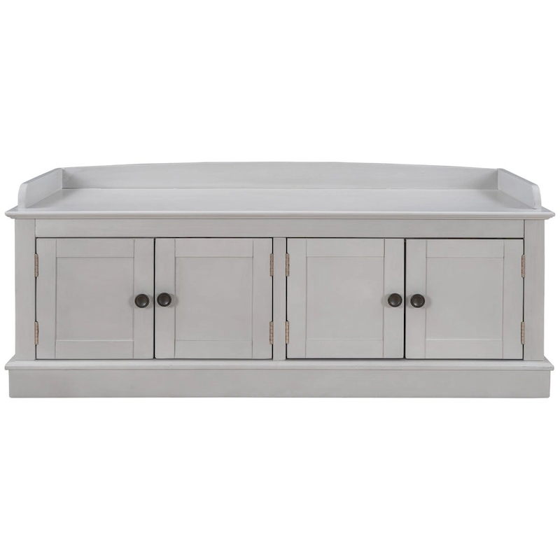 4-door Storage Bench with Adjustable Shelves and Removable Cushion - 42.7L x 15.9W x 17.4H
