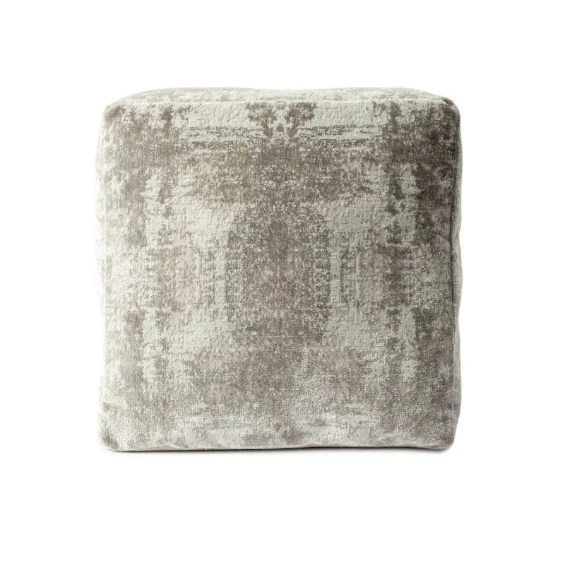 HomeRoots 18 Gray Abstract Pouf Ottoman