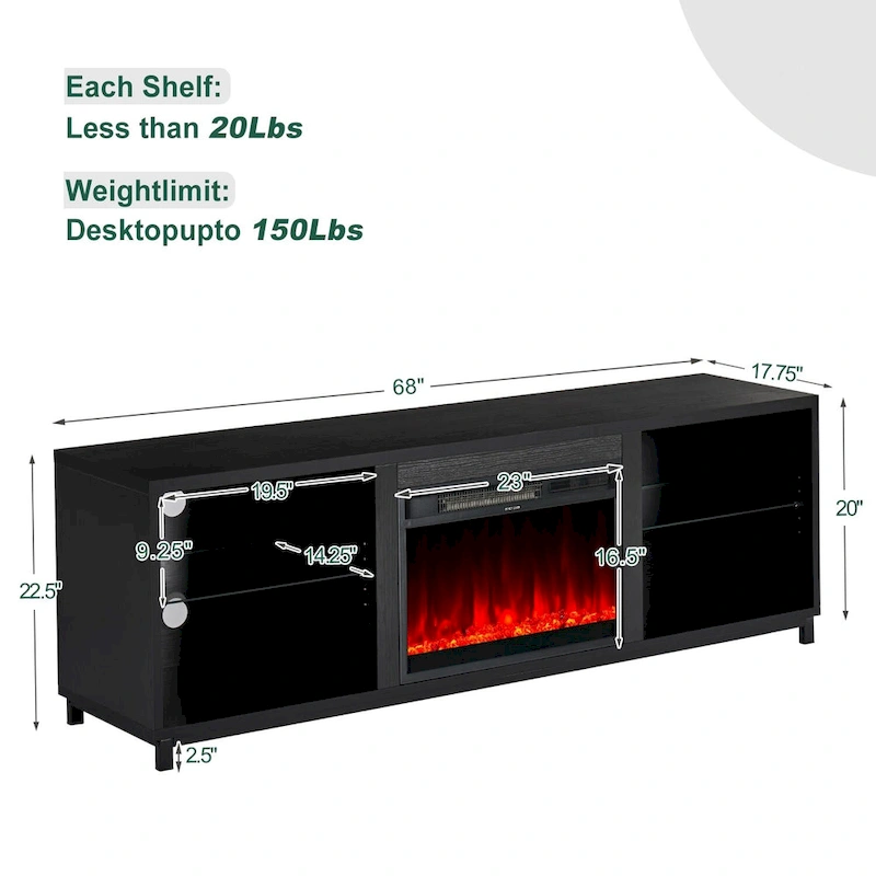 68 TV Cabinet with a 23 Electric Fireplace