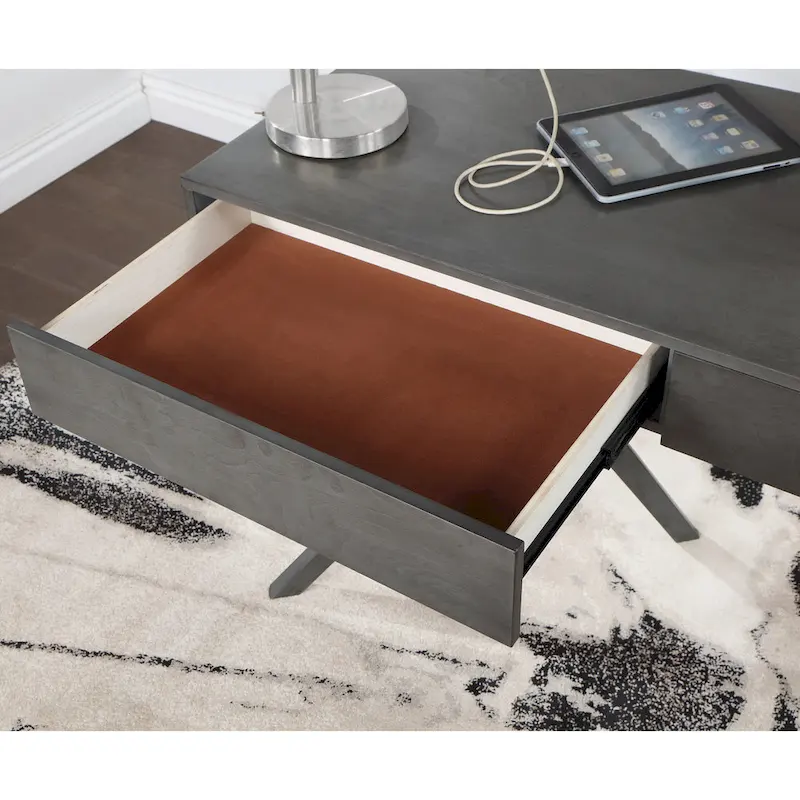 Foli Transitional 47-inch Wood 2-Drawer Desk with USBs and Power Outlets by Furniture of America