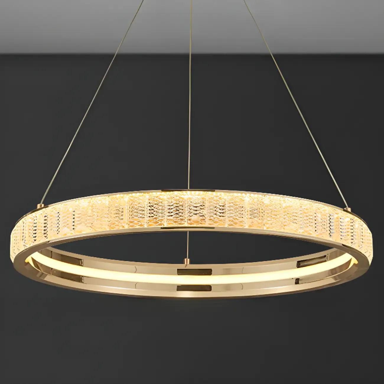 Luxury Gold Ring Crystal Elegant LED Chandelier