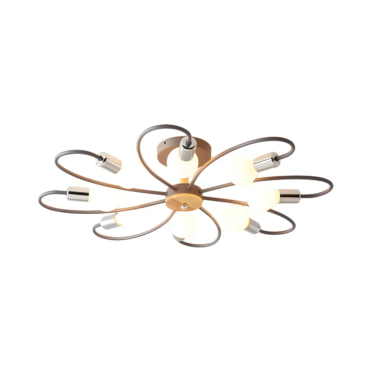Modern Green Curved Sputnik Semi Flush Mount Ceiling Light