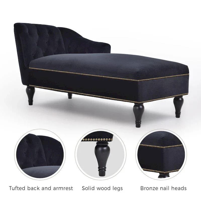 [New+Video] 58Velvet Chaise Lounge - 26.50 x 58.00 x 28.60