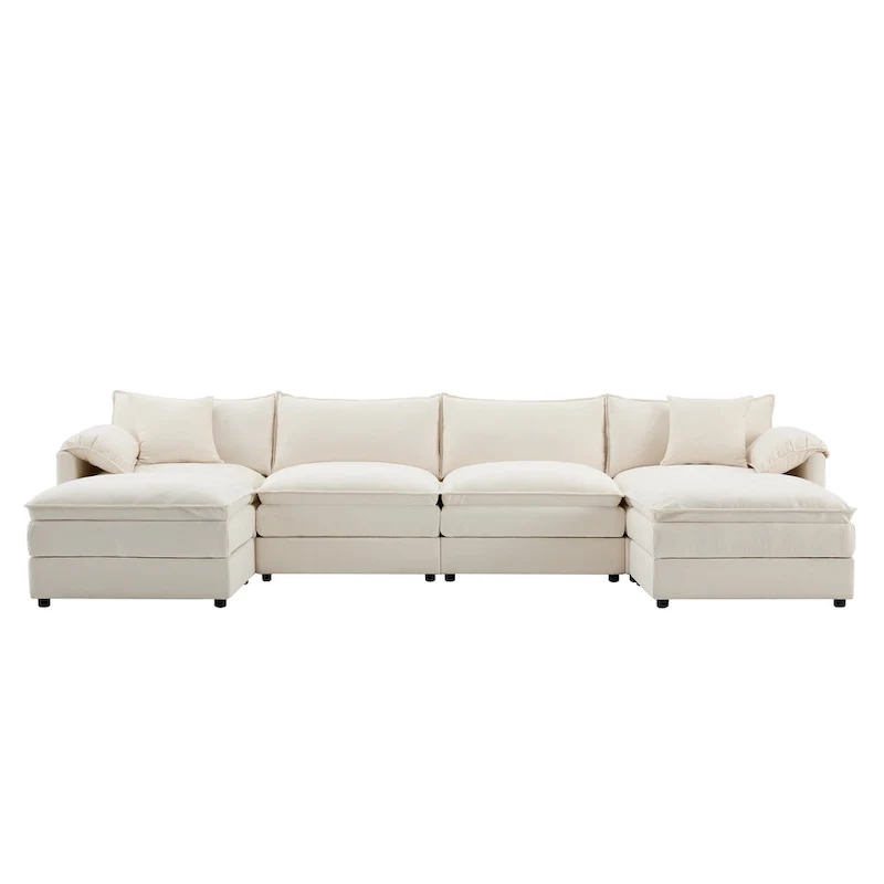Chenille Modular Sectional Sofa, U Shaped Cloud Upholstered Couch Set