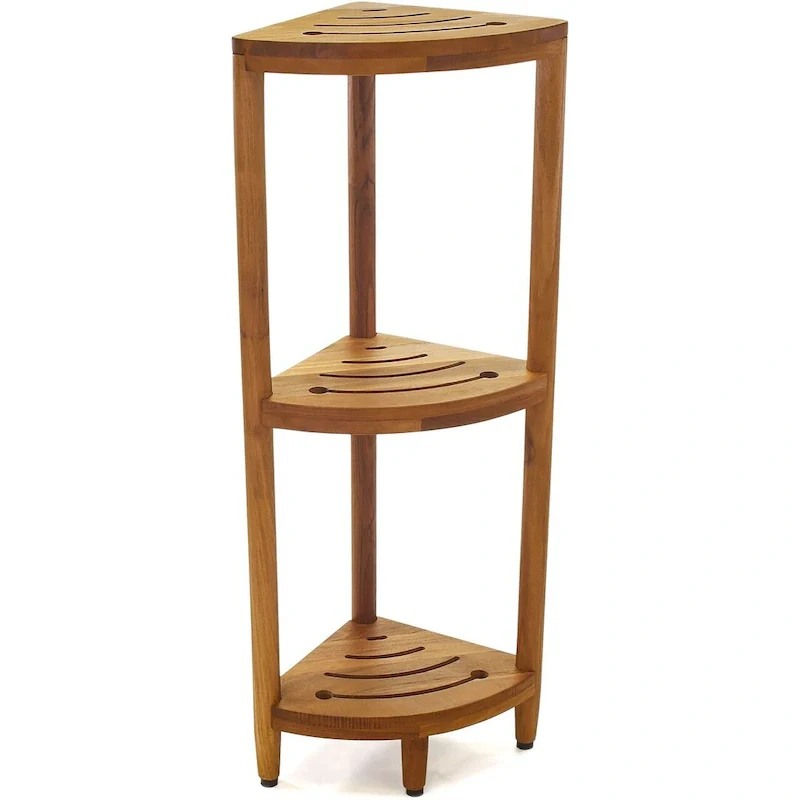 The Original Kai Three-Tier Corner Teak Bath Shelf