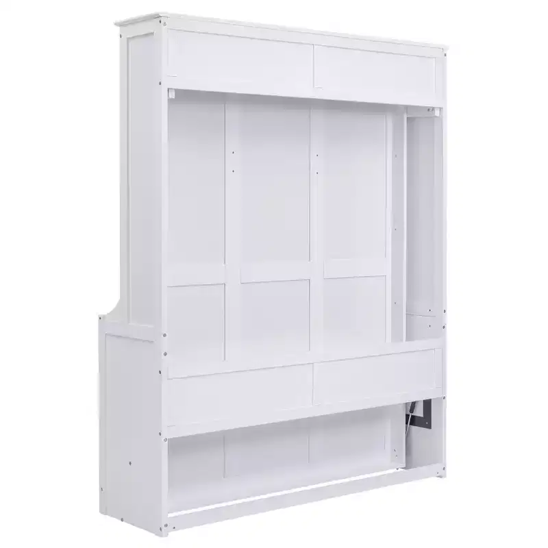 GDFStudio Ruby Space-Saving Solid Pine Wood Murphy Bed with Desk and Bookshelf