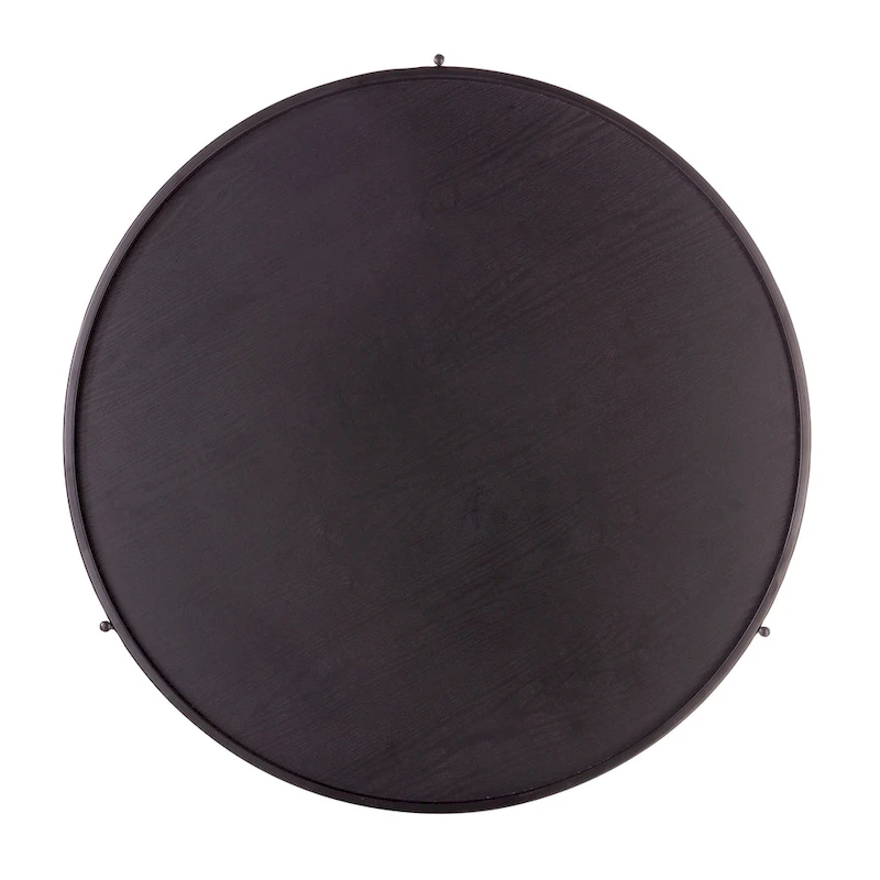 SEI Furniture Vaquero Mid Century Modern Round Wood Grain Two Tier Coffee Table