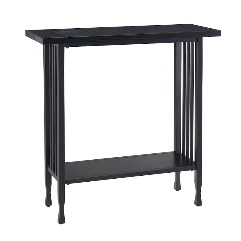 Leick Home Peter Matte Black Slatted Mission Oak Hall Stand