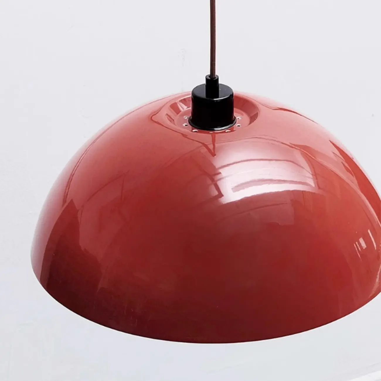 Red and White Plug-In Dome Swing Arm Wall Light