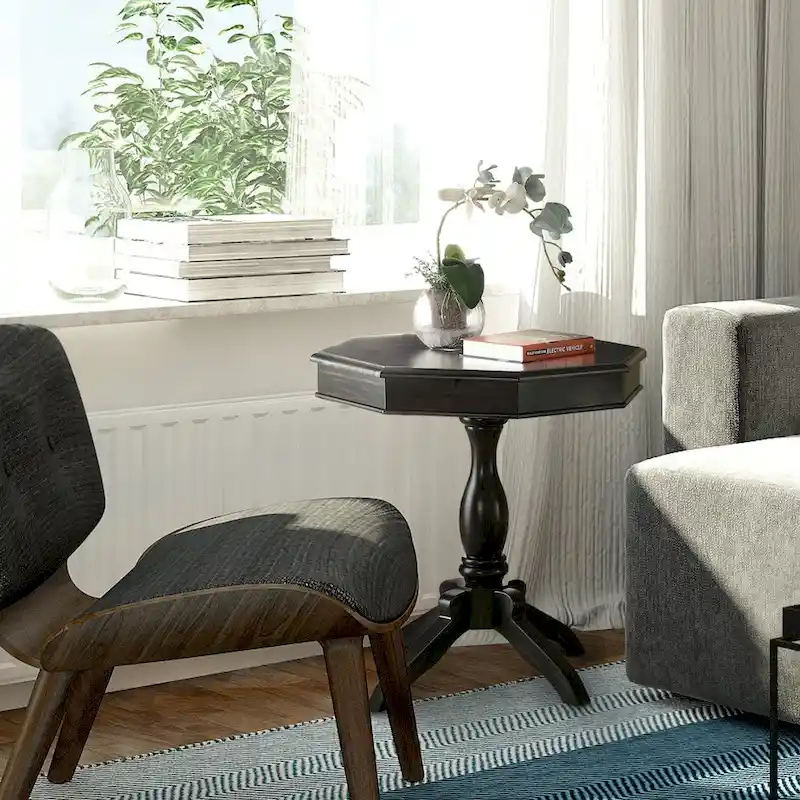 Bern Traditional 24-inch Solid Wood Octagon Side Table by Furniture of America