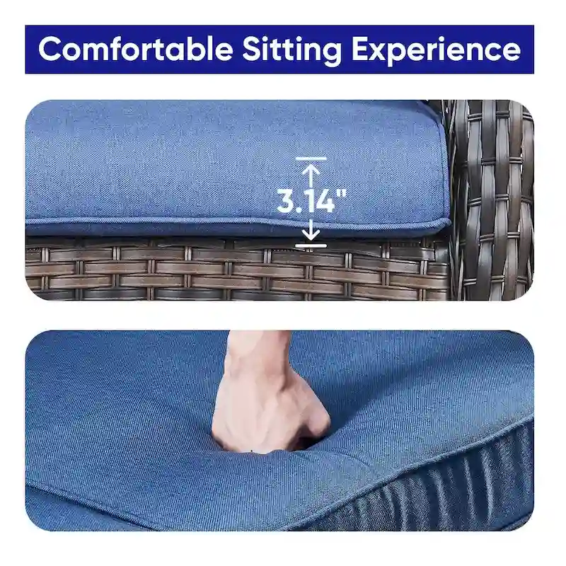 7 Piece Patio Glider Loveseat Sets with Swivel Chair - Brown