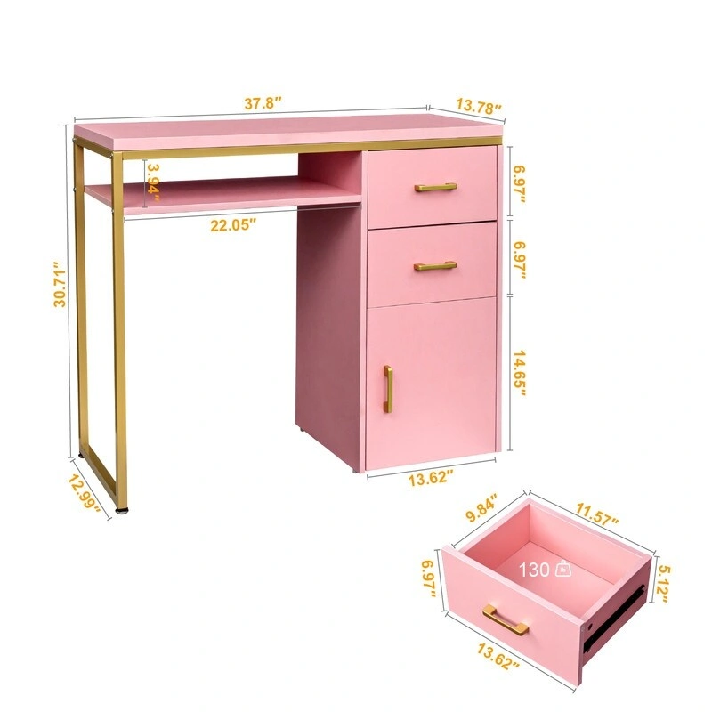 38.19 W Particle Board Computer Desk Manicure Table with 2 Drawers and 1 Cabinet