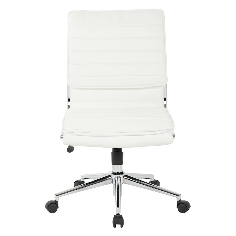 Armless Mid Back Professional Managers Faux Leather Chair with Chrome Base