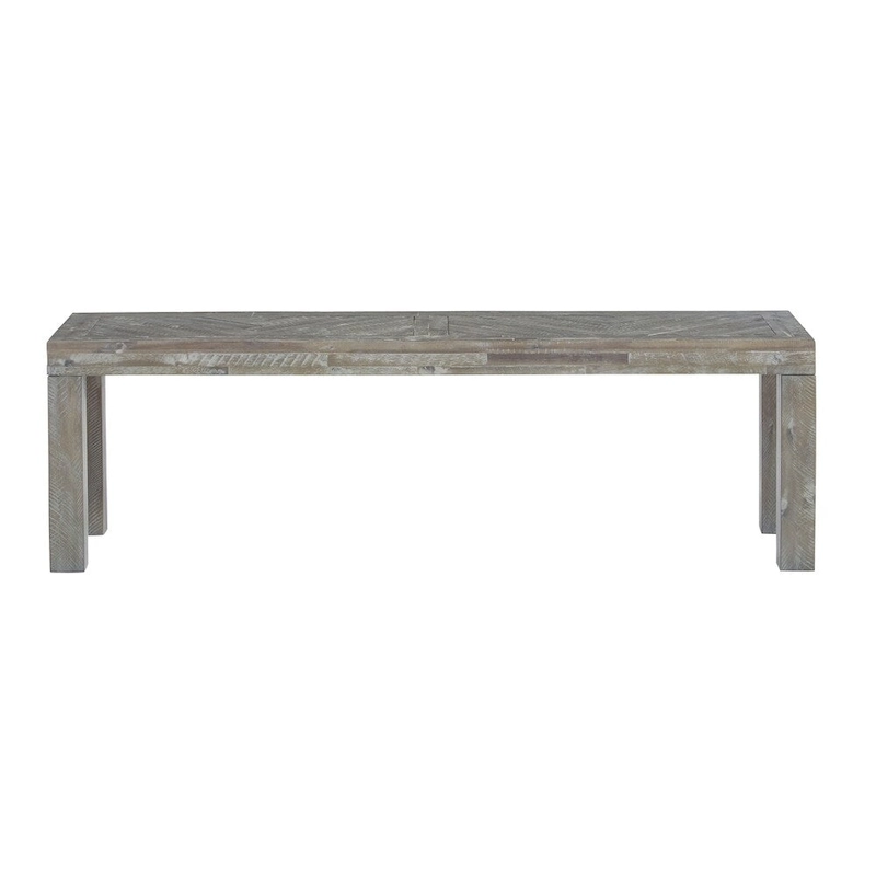 Acacia Wood Bench with Distinctive Herringbone Inlay Design, Brown