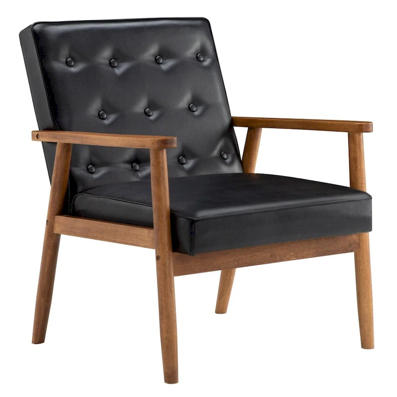 Retro Modern Faux Leather Chair Black