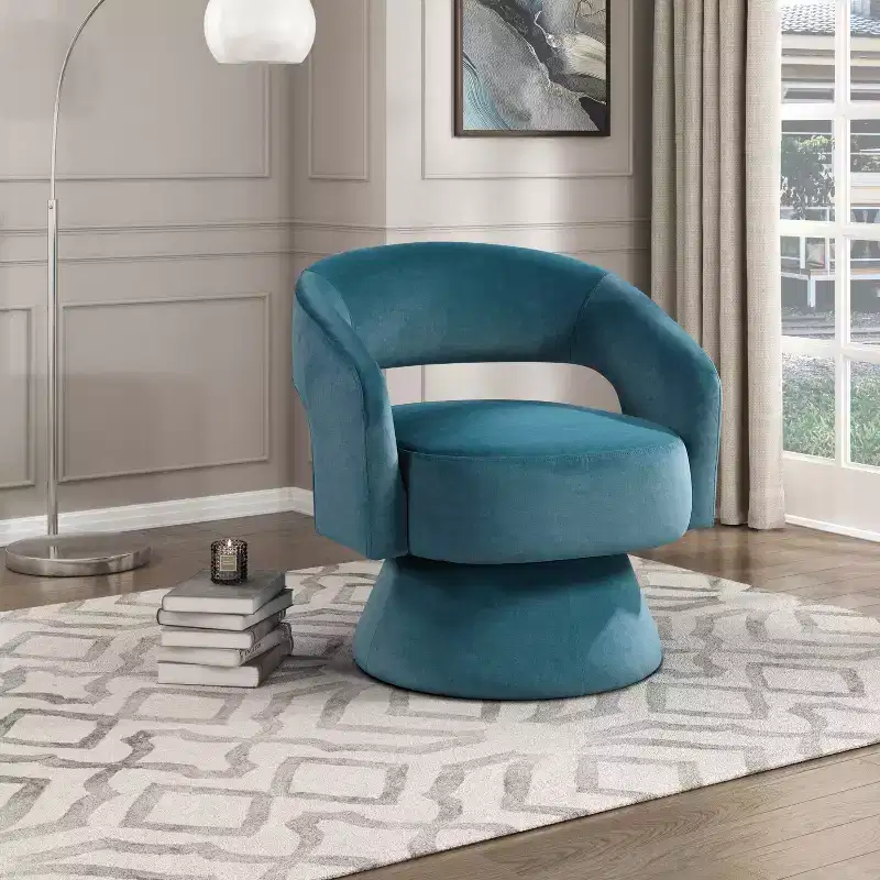 Velvet Swivel Accent Chair, 1-Seat