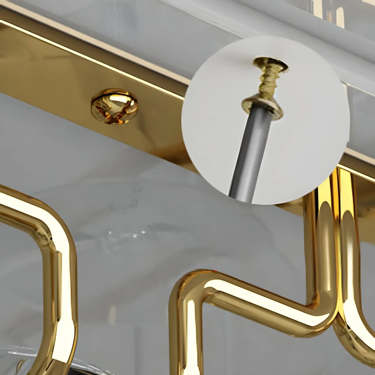 Gold Rectangular Hanging Metal Wine Glass Rack