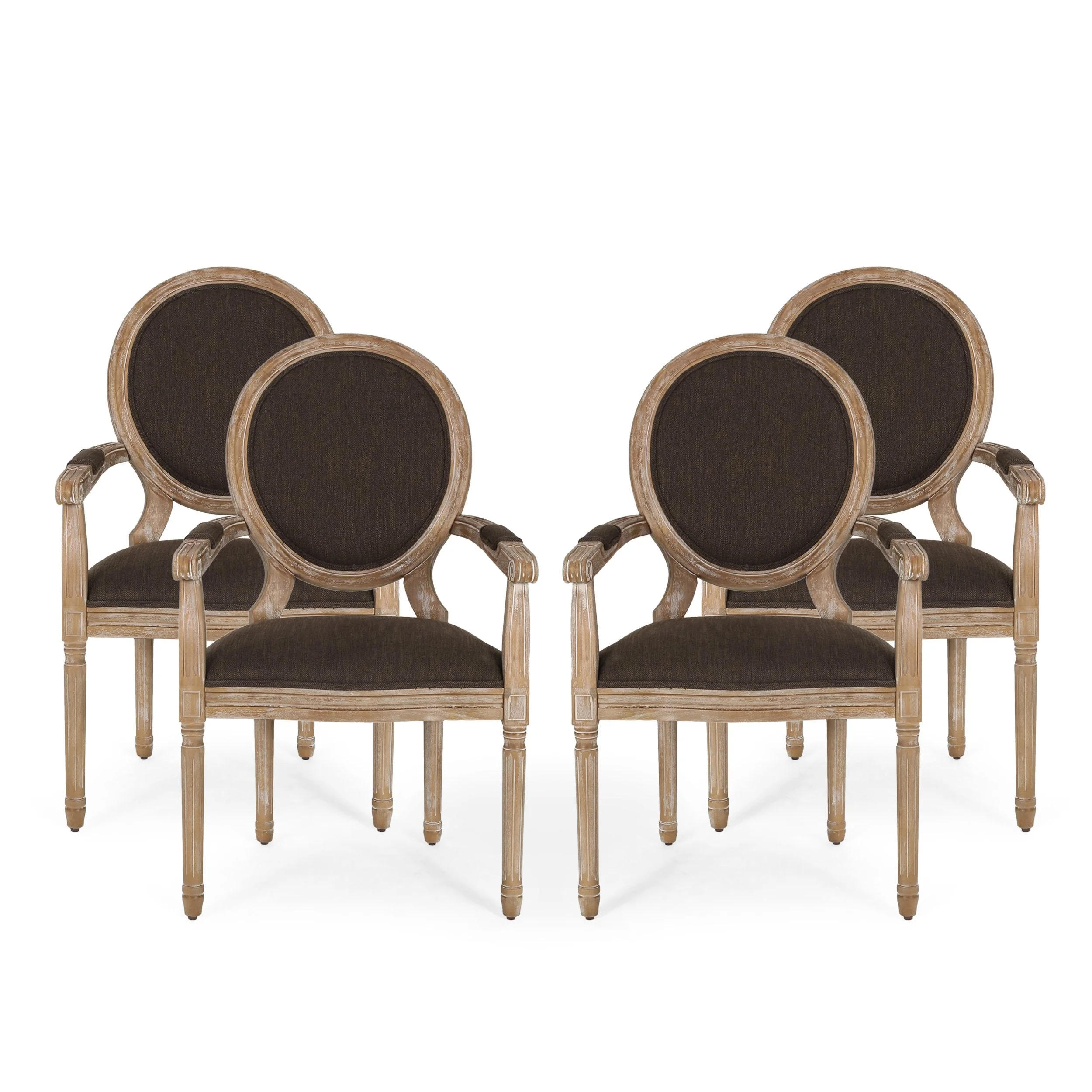 French Country Wood Upholstered Dining Chair - NH241513