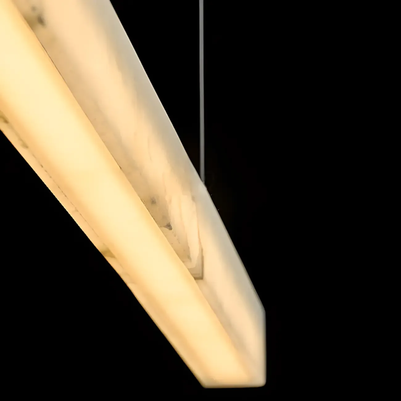 White Stone Linear LED Island Pendant Light In Rectangle Shape