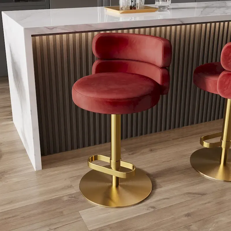 Velvet Counter Bar stool with Height Adjustable and Swivel