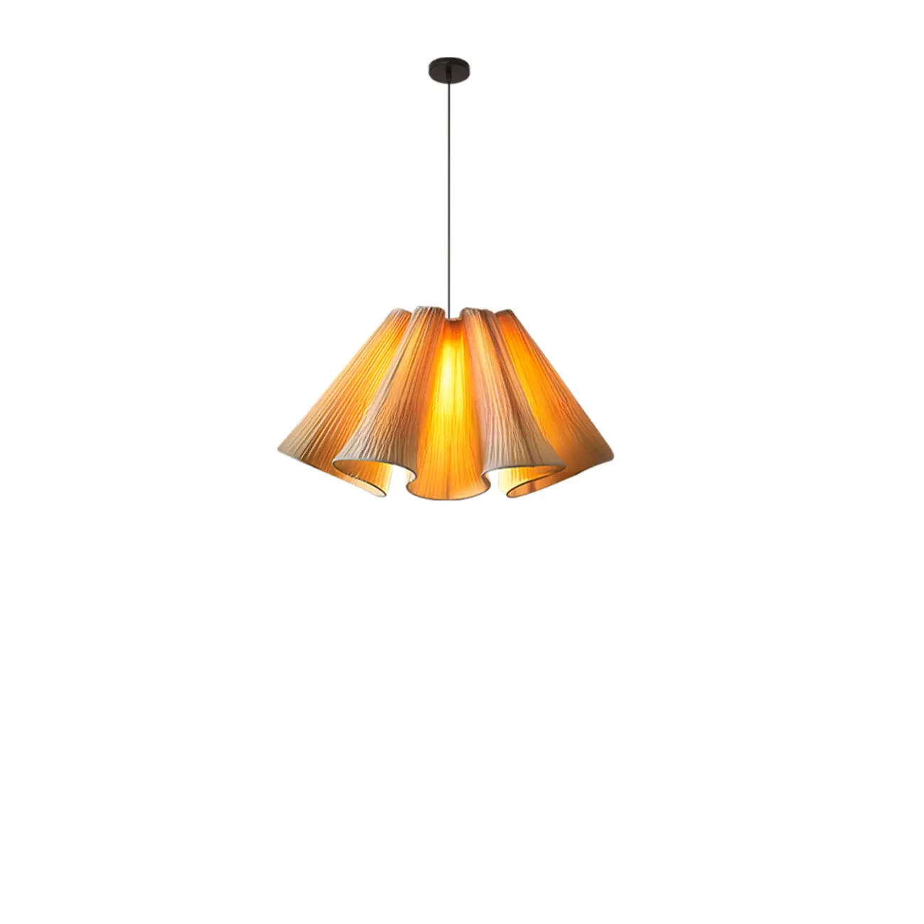 Modern Beige Fabric Pleated Adjustable Pendant Light