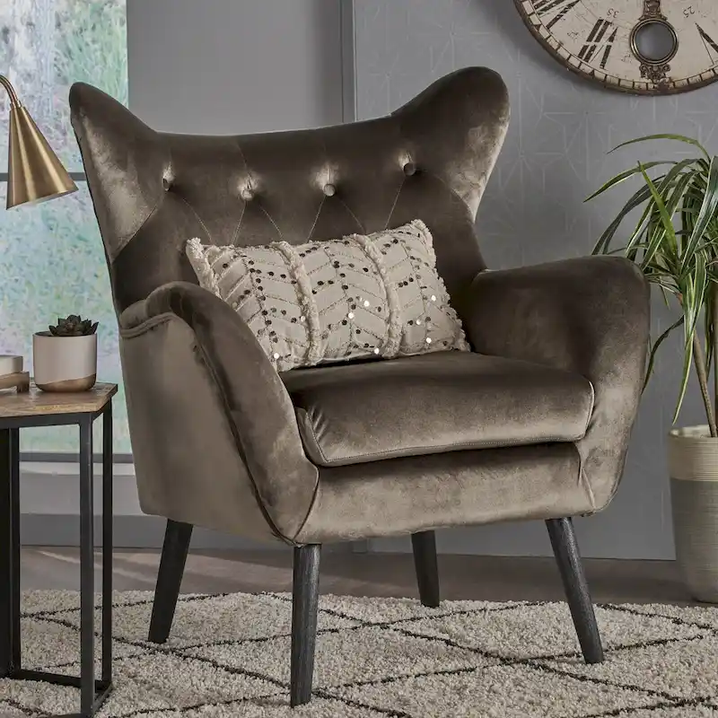 Alyssa Mid-century Upholstered Arm Chair by Christopher Knight Home - 30.25D x 34.25W x 39.75H