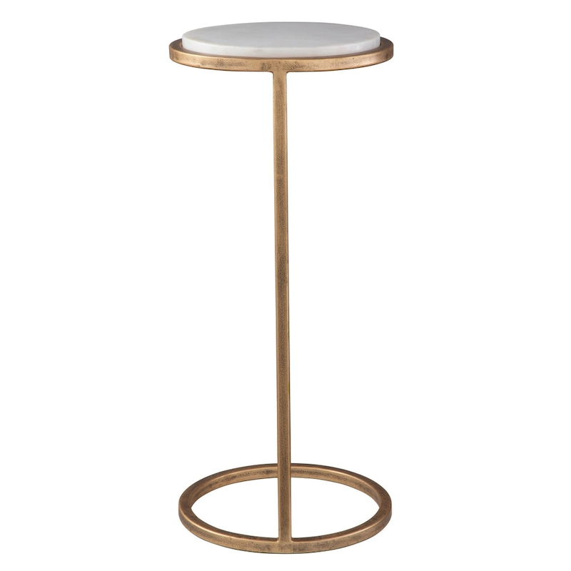 Copper Grove Aged Gold Iron and Solid White Marble Accent Table