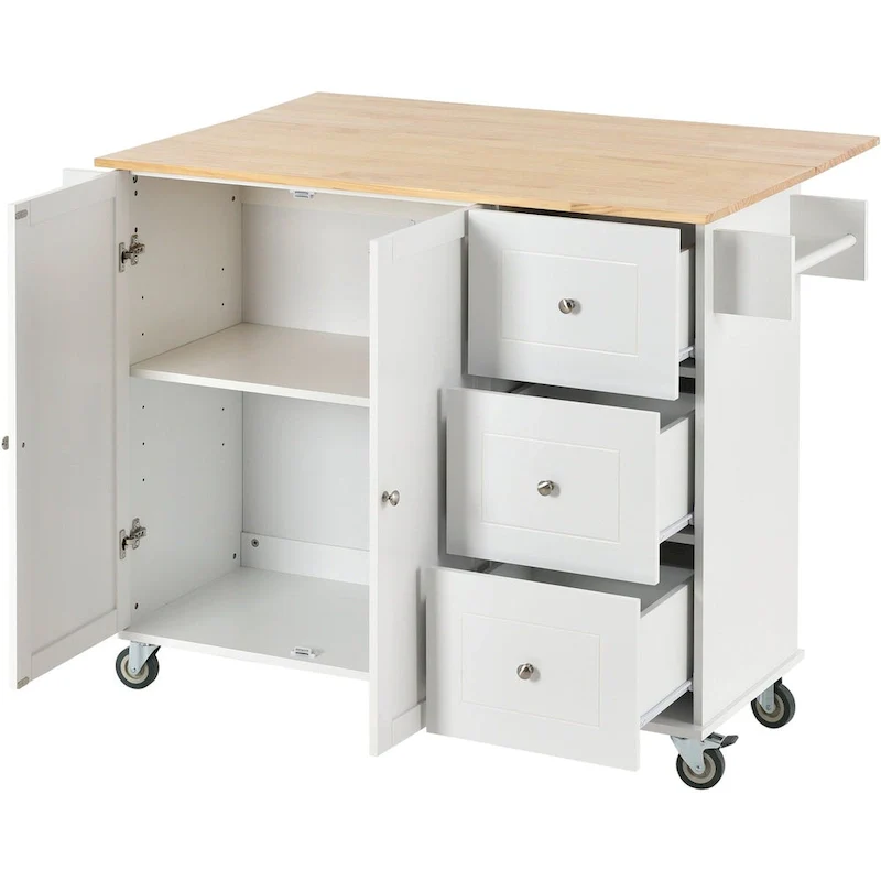 Multifunctional Kitchen Cart with Spice Rack and Adjustable Shelves