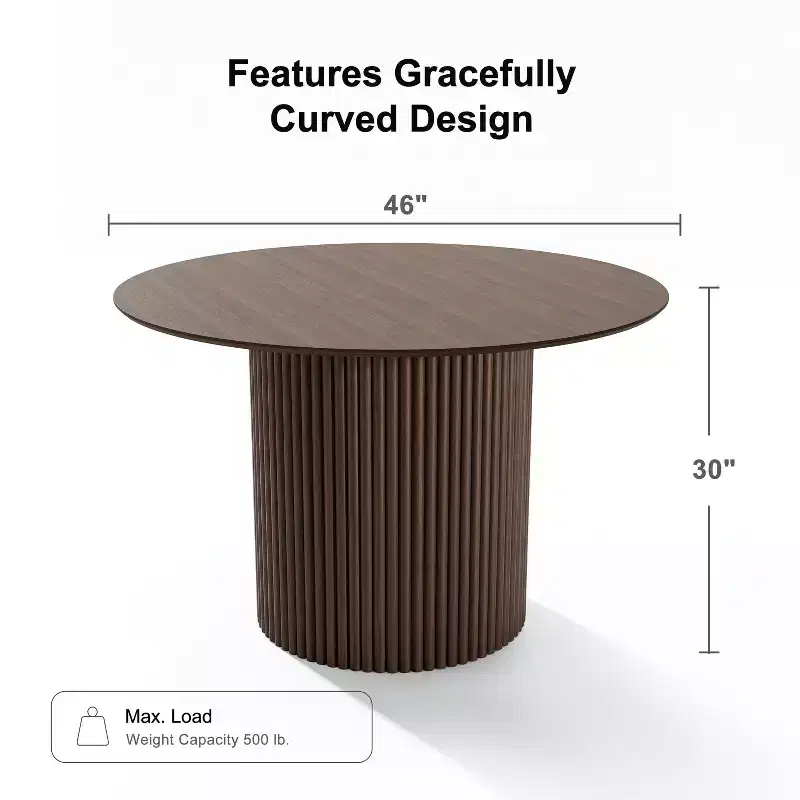 PexFix 46 Round Solid Wood Dining Table Kitchen Tables