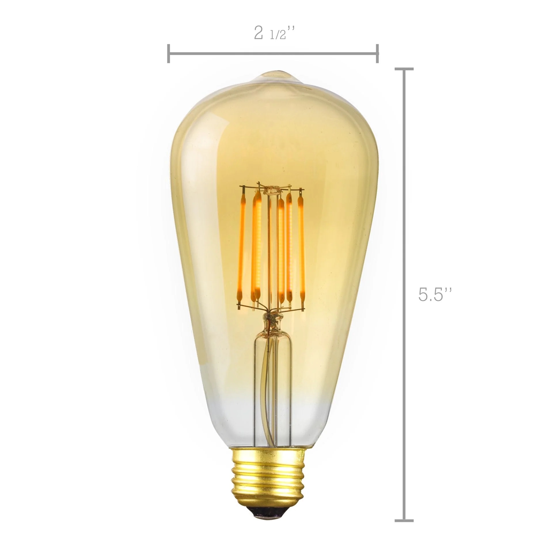 7W Dimmable LED (50W eq.) Vintage Filament Edison Light Bulb, 2200K Extra Warm White, ST21 Antique Shape