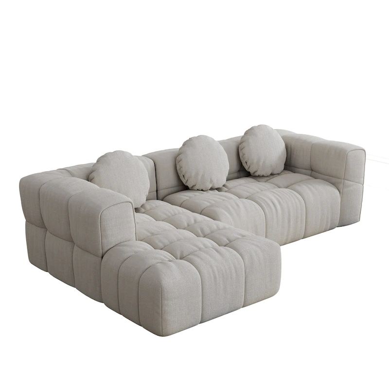 103  Chenille L-Shaped Sectional Sofa with Left Recliner, 3 Pillows and Modular Design