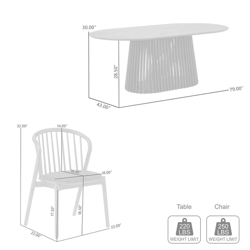 5 Piece Oval Dining Set