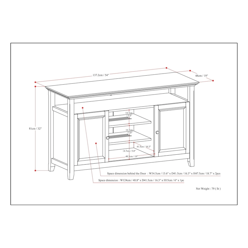WYNDENHALL Halifax 54 inch Wide Solid Wood Transitional TV Stand - 54 W x 18.9 D x 31.9 H