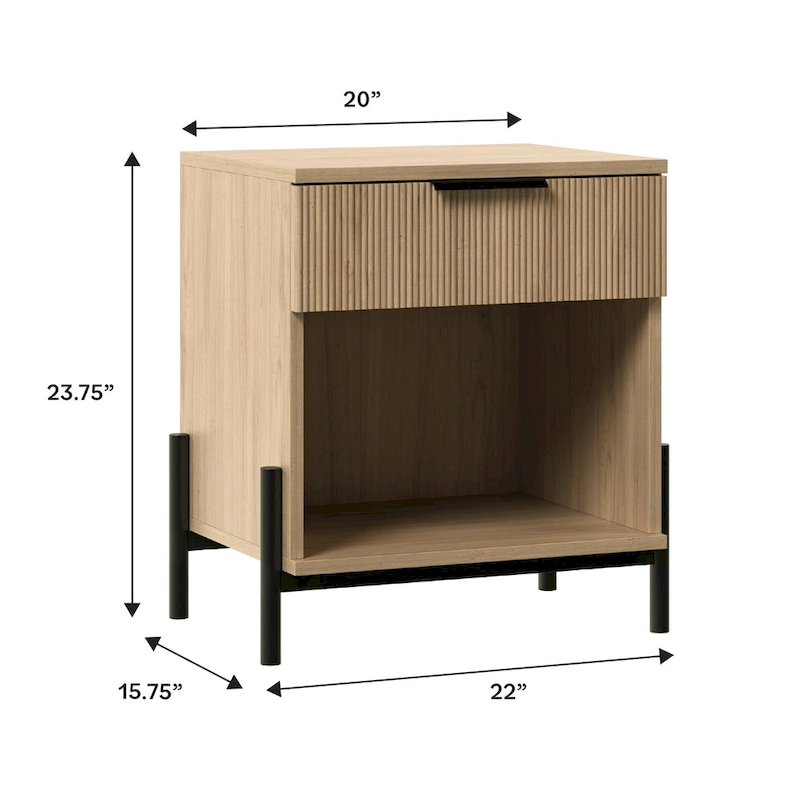 Middlebrook Designs Modern Fluted-Drawer Nightstand