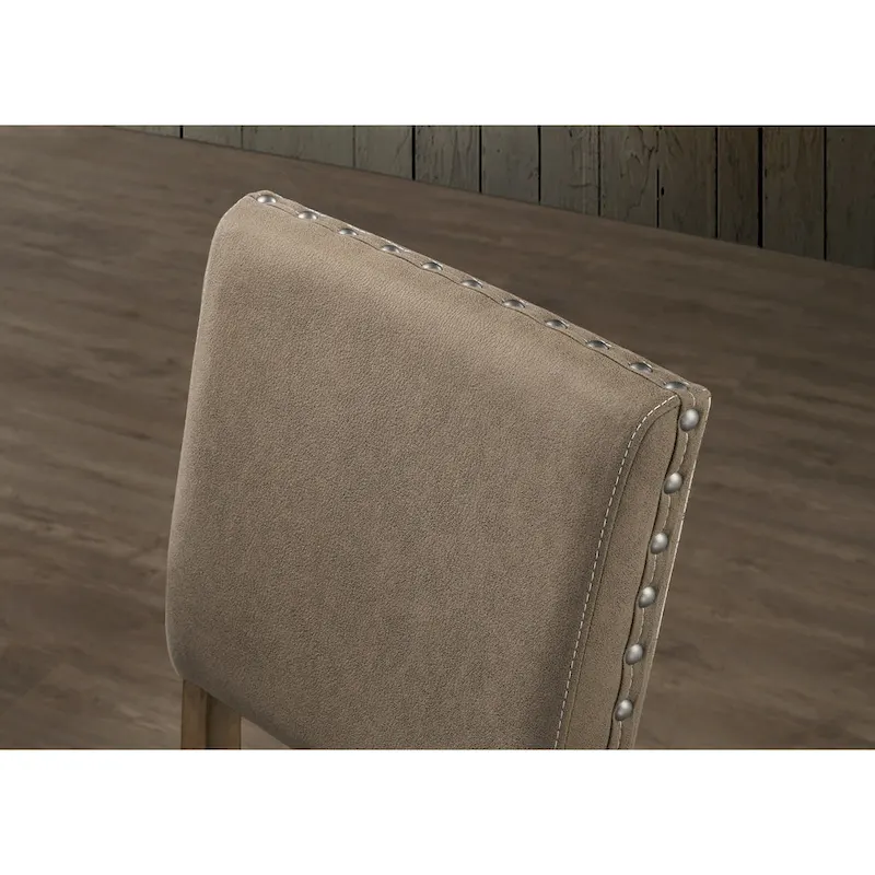 Roundhill Furniture Birmingham 6-piece Driftwood Finish Table with Nail Head Chairs Counter Height Dining Set