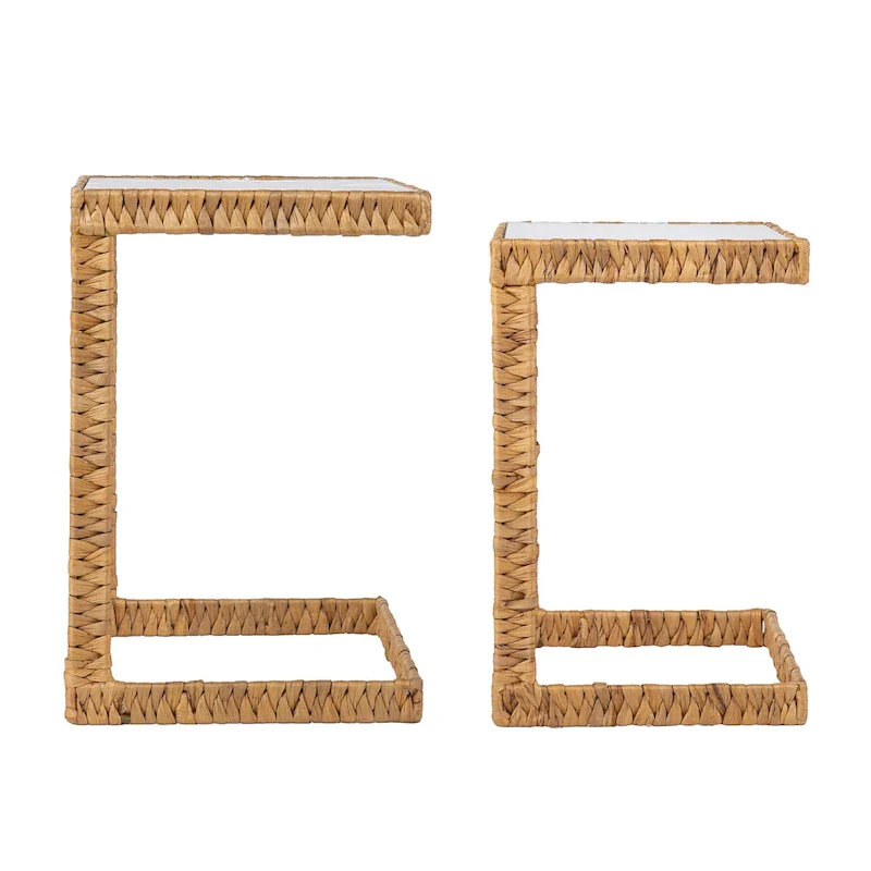 SEI Furniture Ivyside Coastal Natural Woven Fiber Glass End Nesting C Tables