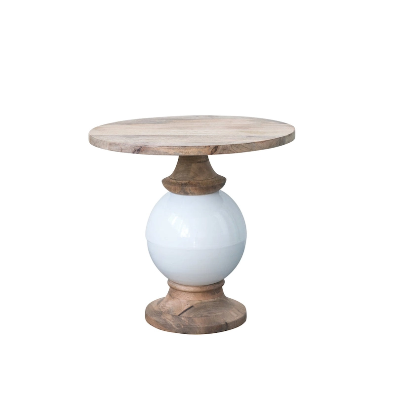 Round Mango Wood and Metal Pedestal Table,
