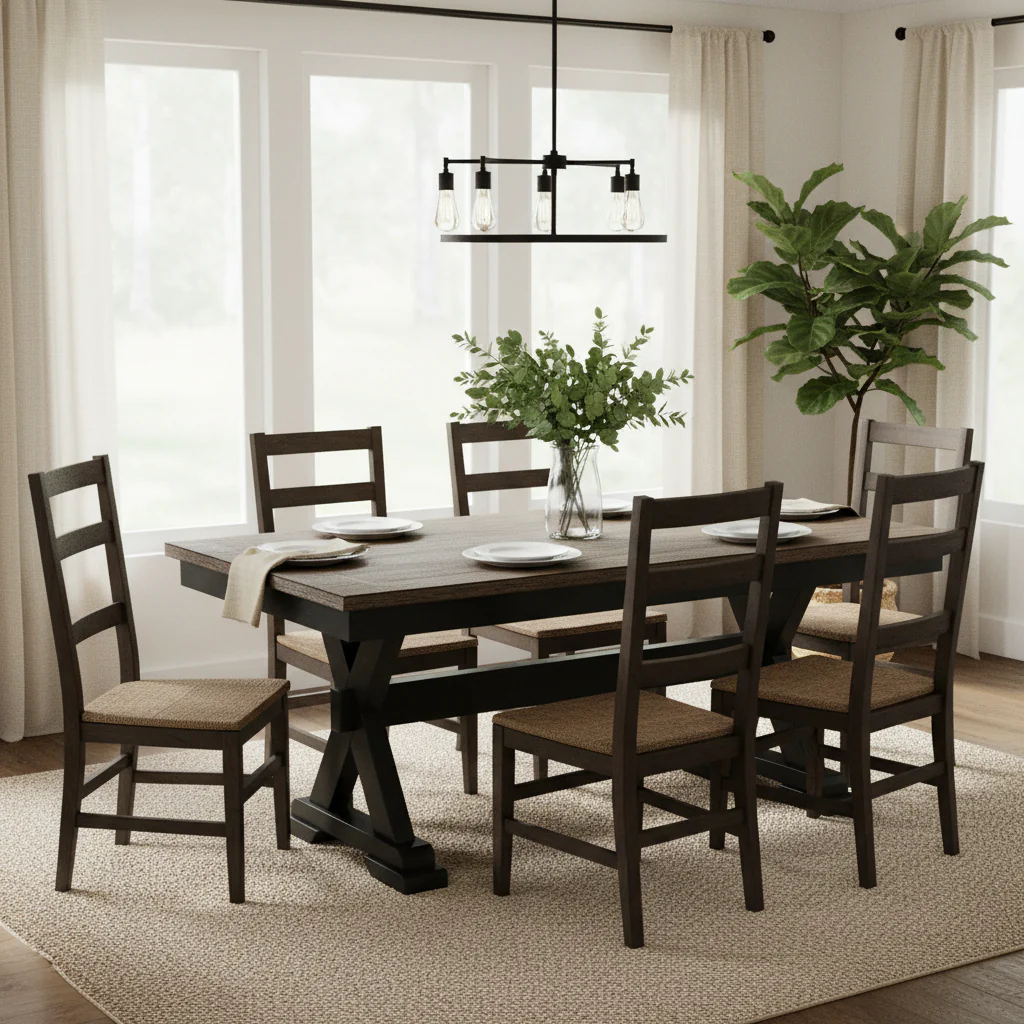 Brown/Black 50 Dining Bench - 48 W x 16 D x 19.25 H