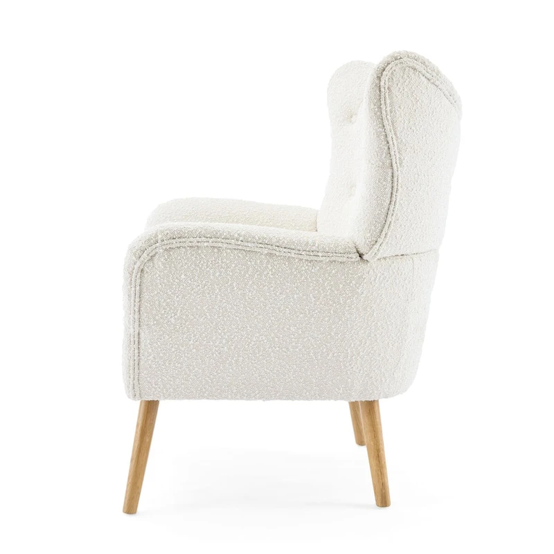Modern Fabric Wingback Accent Chair with Wood Legs