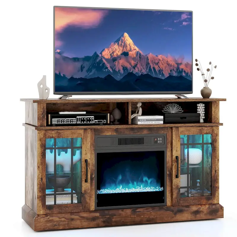 Costway TV Stand with Electric Fireplace LED Lights Remote Controls - See Details