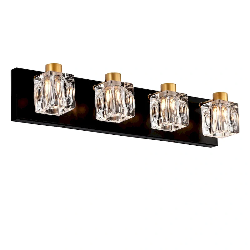 Modern Vanity Lights with Crystal Glass Shade - Gold