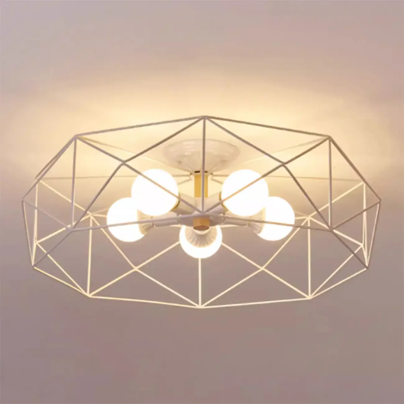 Sleek Gold Semi-Flush Ceiling Light with Iron Drum Shade