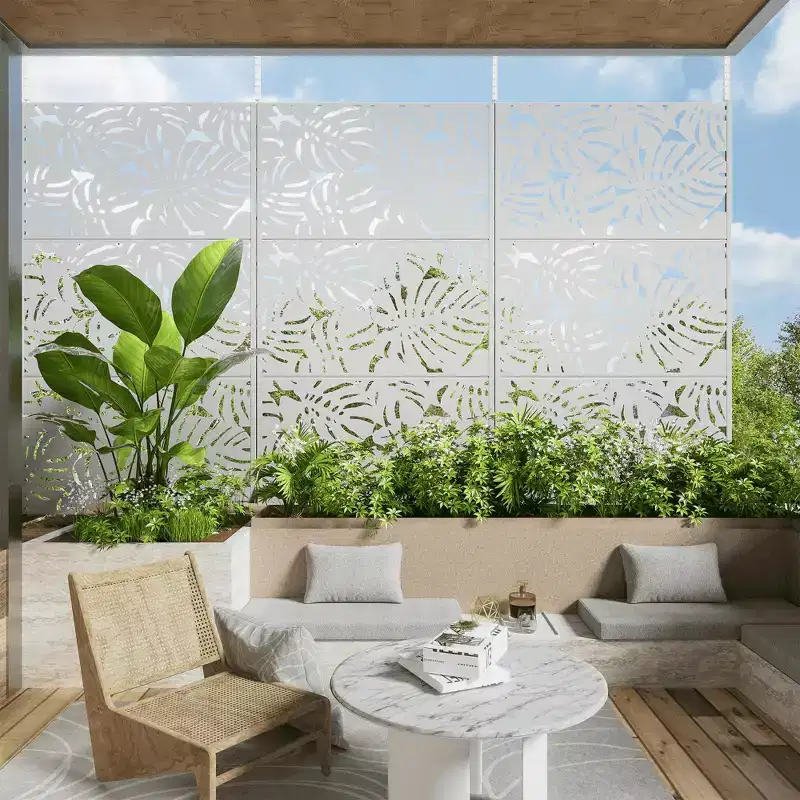 White Metal Freestanding Single-Panel Room Divider, 72