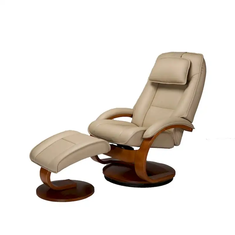 Top-grain Leather Swivel Recliner with Ottoman