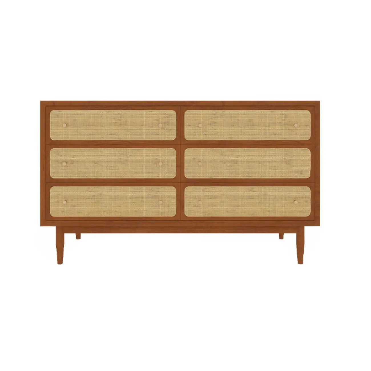 Tropical Wooden Dresser with Drawers and Gold Handles